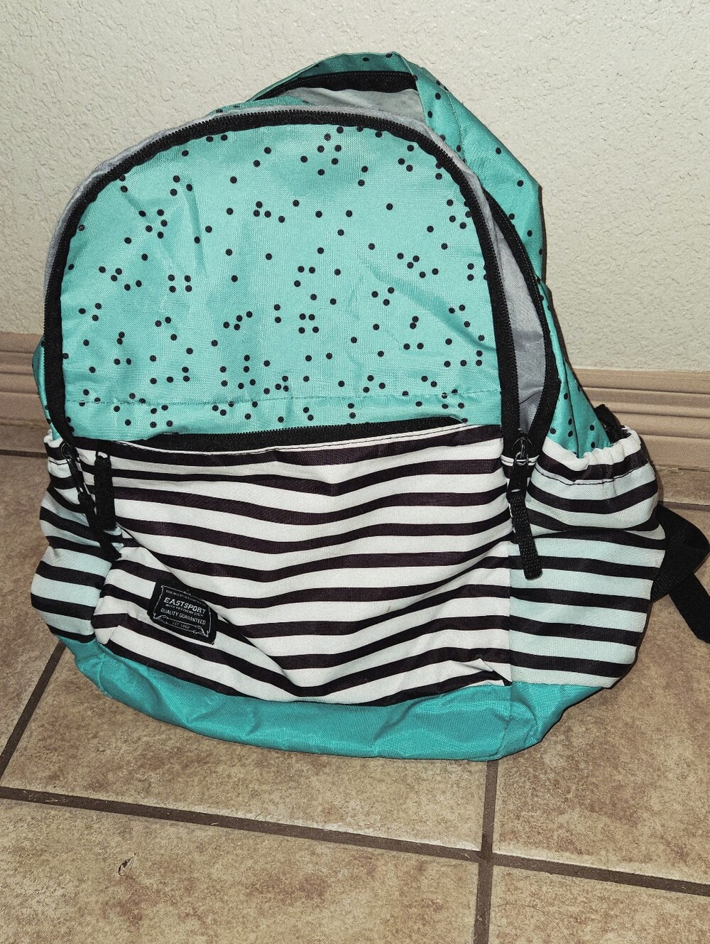 Mint Aqua Black And White Backpack